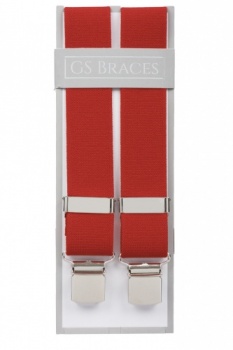 Outlet Non Pristine Plain Red Trouser Braces With Large Clips